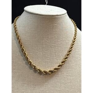 Vintage Monet Gold Tone Rope Chain Necklace 17 Inch Signed